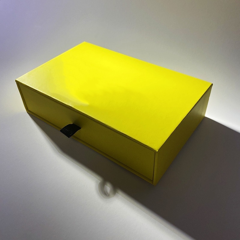 Wholesale Custom logo Sliding Drawer type Packaging Yellow jewelry Gift Box cardboard Drawer jewelry box