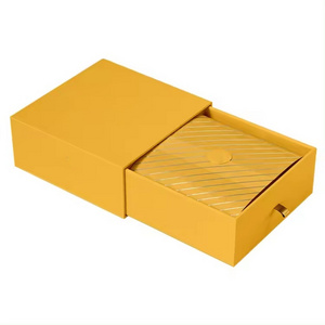 Wholesale Custom logo Sliding Drawer type Packaging Yellow jewelry Gift Box cardboard Drawer jewelry box