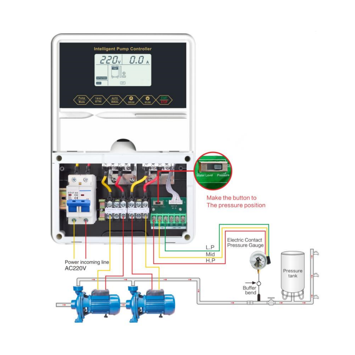 Durable Intelligent pressure control switch water pump controller pressure