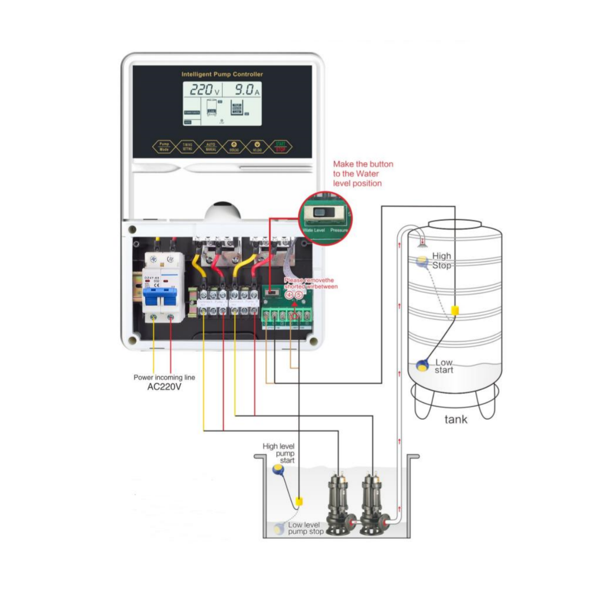 380V 15kw High Quality LCD deep well pump controller with water protection for Double Pumps