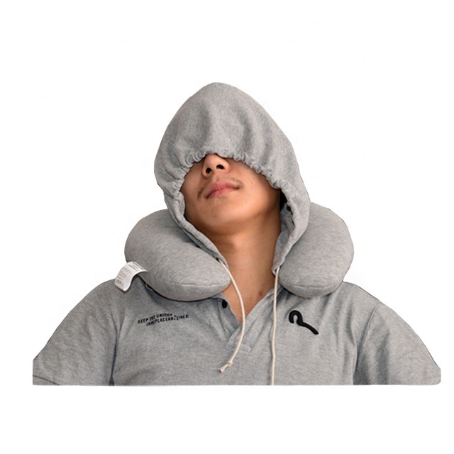 Comfortable New Design U Shape Hoodie Pillow custom Travel Neck Pillow