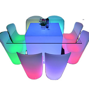 Modern led cube bar chairs and table color changing outdoor led furniture for event party outdoor patio garden nightclub