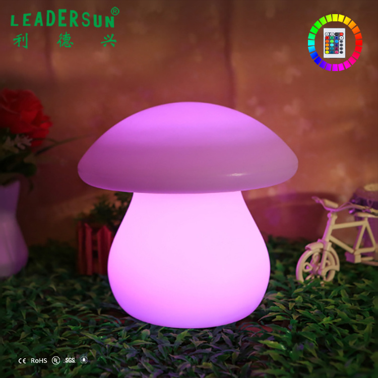 Rechargeable Glowing Remote Control Plastic LED Mushroom Shaped Table Lamp Night Light