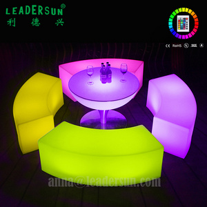 Intelligent LED illuminated 16mood color rechargeable outdoor indoor bar club bench Plastic Party Chair