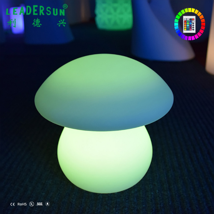 Rechargeable Glowing Remote Control Plastic LED Mushroom Shaped Table Lamp Night Light