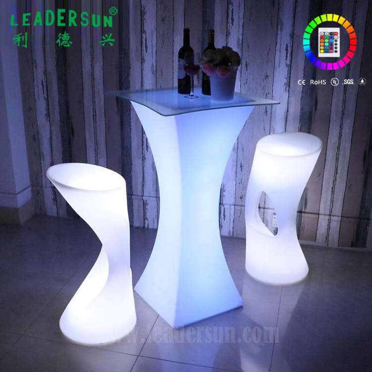 New 16 Colors Changing Bar Table IP65 Waterproof Certified Plastic Club Bar LED Square Slim Waist Cocktail Table