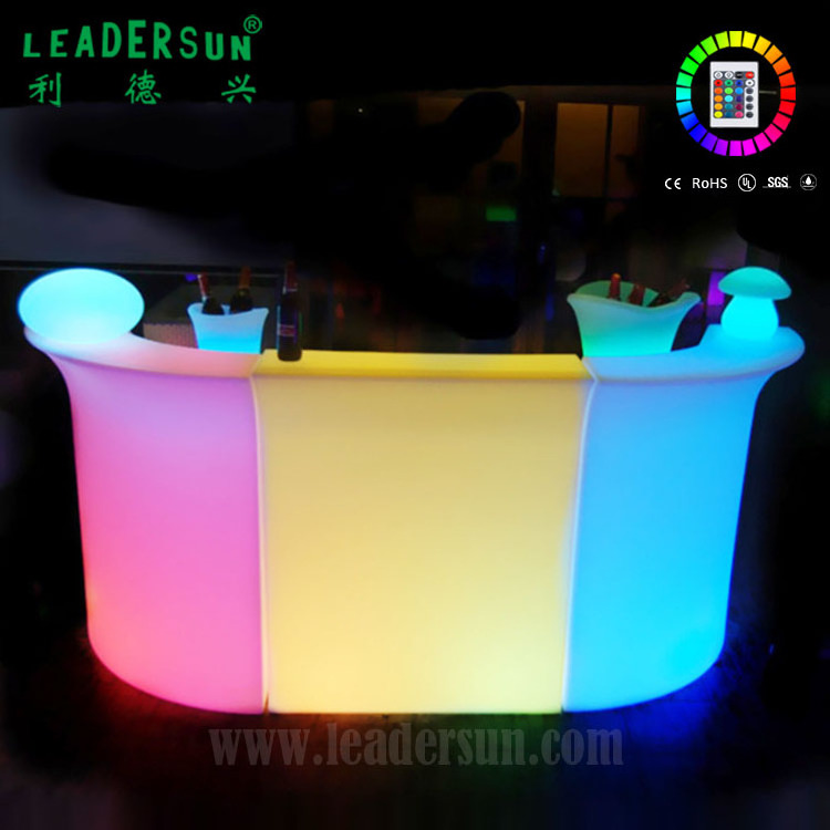 Hot sale popular led furniture plastic commercial used illuminated glow luminous lighting portable bar counter outdoor furniture