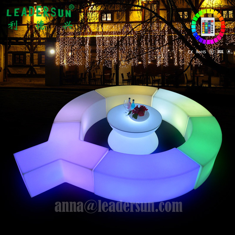 Intelligent LED illuminated 16mood color rechargeable outdoor indoor bar club bench Plastic Party Chair