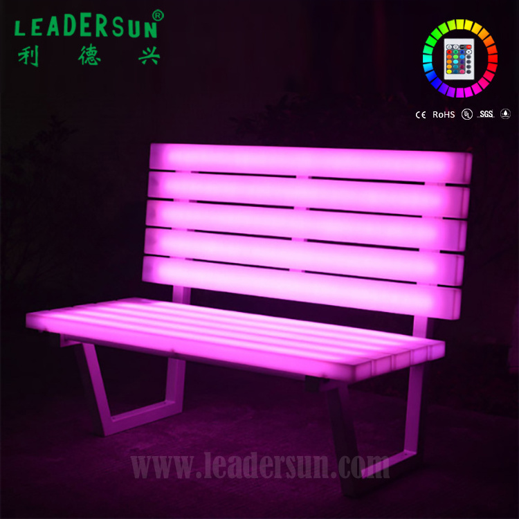 Outdoor Garden Chair Lighting Modern LED Waterproof Chair Bench and Patio Bench Antique Outdoor Furniture Benche Led Plastic