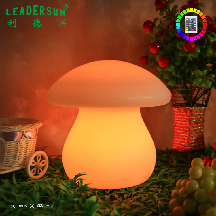 Rechargeable Glowing Remote Control Plastic LED Mushroom Shaped Table Lamp Night Light