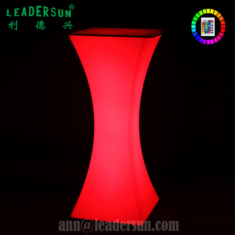 New 16 Colors Changing Bar Table IP65 Waterproof Certified Plastic Club Bar LED Square Slim Waist Cocktail Table