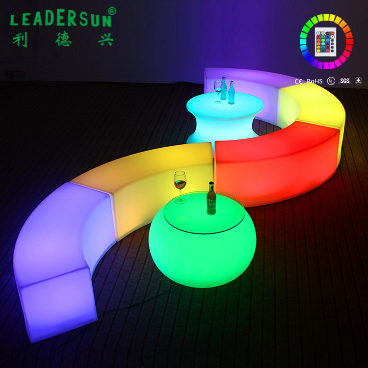 Intelligent LED illuminated 16mood color rechargeable outdoor indoor bar club bench Plastic Party Chair