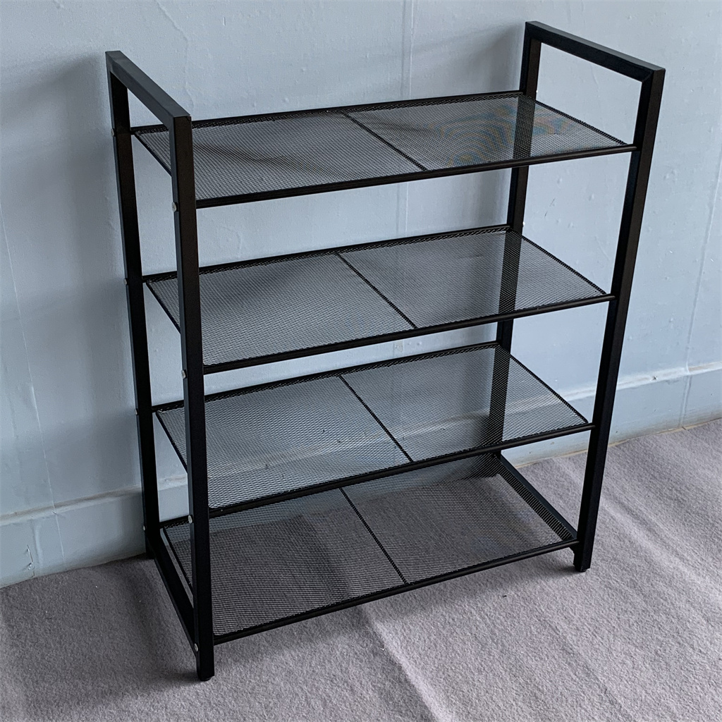 4-Tier Stackable Shoe Shelf Iron Barbed Wire Shoe Rack Storage Organizer shoe cabinet furniture Black L21092