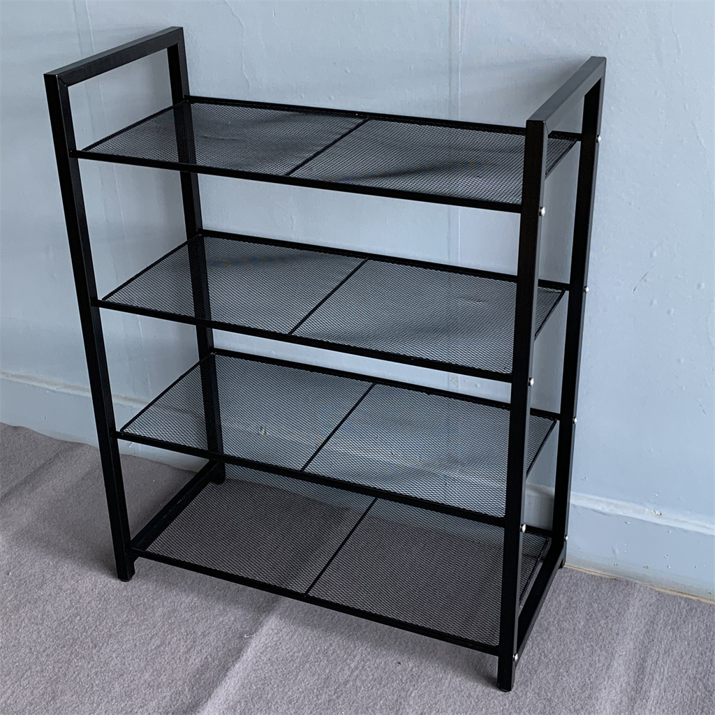 4-Tier Stackable Shoe Shelf Iron Barbed Wire Shoe Rack Storage Organizer shoe cabinet furniture Black L21092