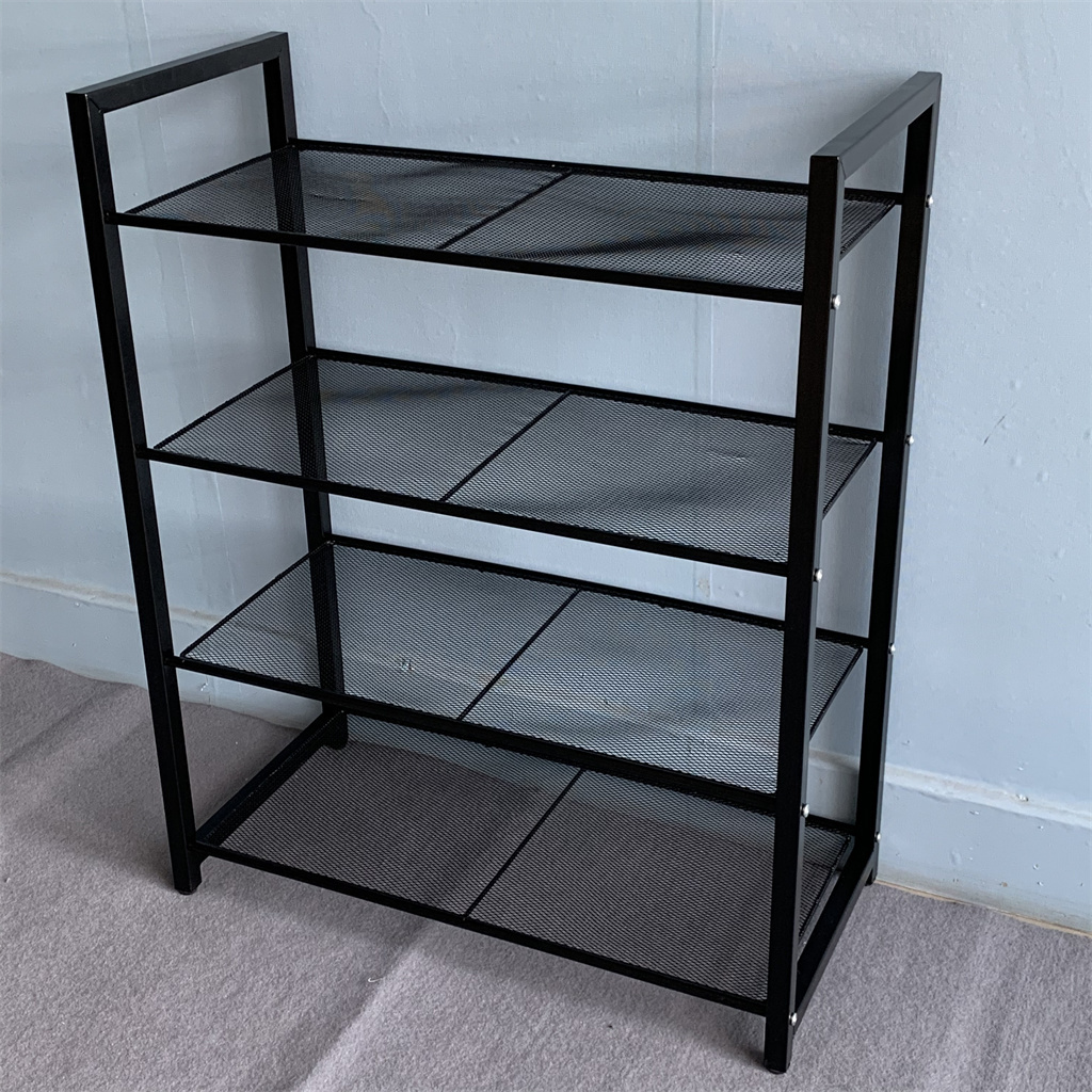 4-Tier Stackable Shoe Shelf Iron Barbed Wire Shoe Rack Storage Organizer shoe cabinet furniture Black L21092