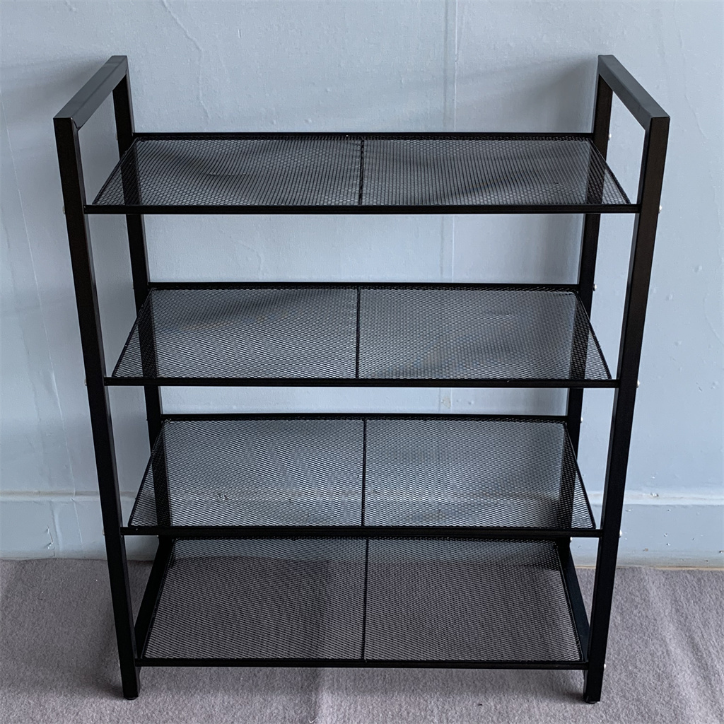 4-Tier Stackable Shoe Shelf Iron Barbed Wire Shoe Rack Storage Organizer shoe cabinet furniture Black L21092