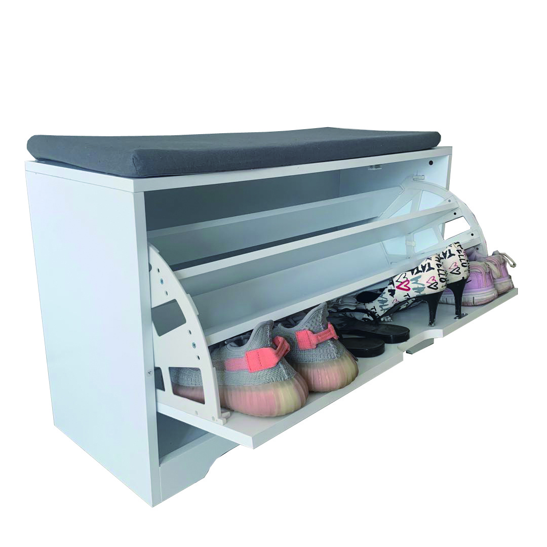 Factory Wooden Shoe Bench with Storage Drawers & Padded Seat Bench Shoe Cabinet Furniture shoe rack storage organizer