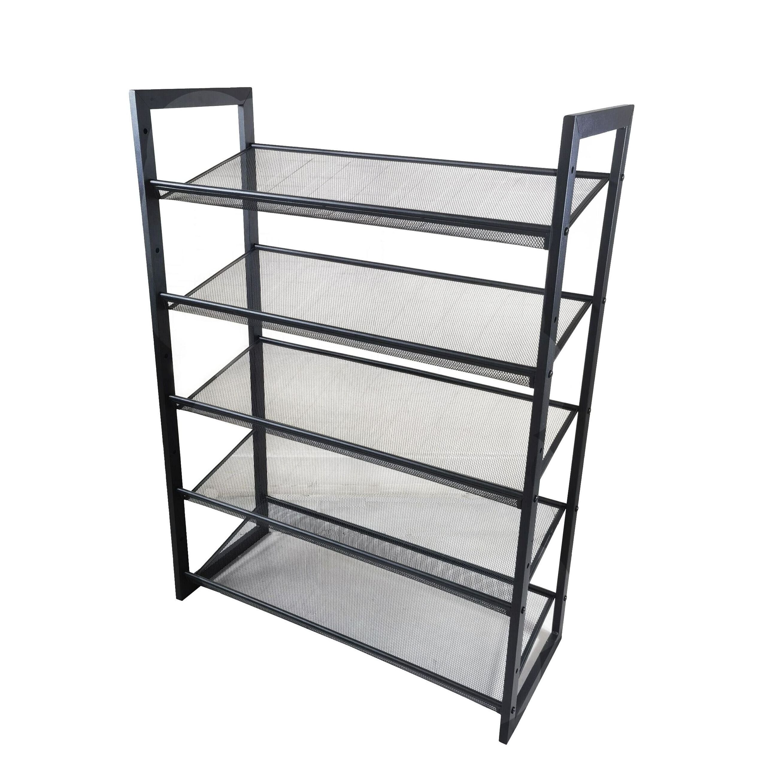 5-Tier Freestanding Metal Shoe Rack For Entryway, Hallway, Living Room Shoe Storage Organizer High Capacity 5 Tier Shoe Shelf