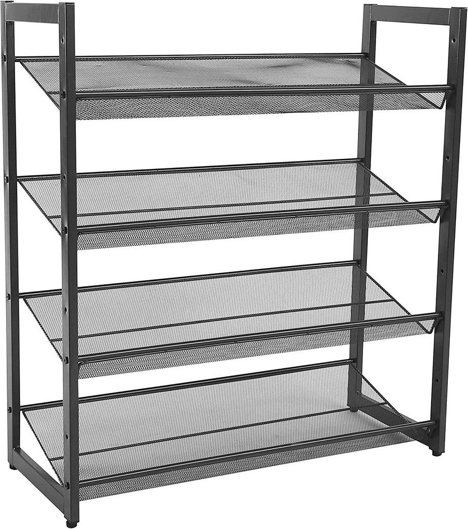 4-Tier Stackable Shoe Organizer 12-16 Pairs of Shoes Storage Customized 4 Tier Shelf Metal Shoe Rack