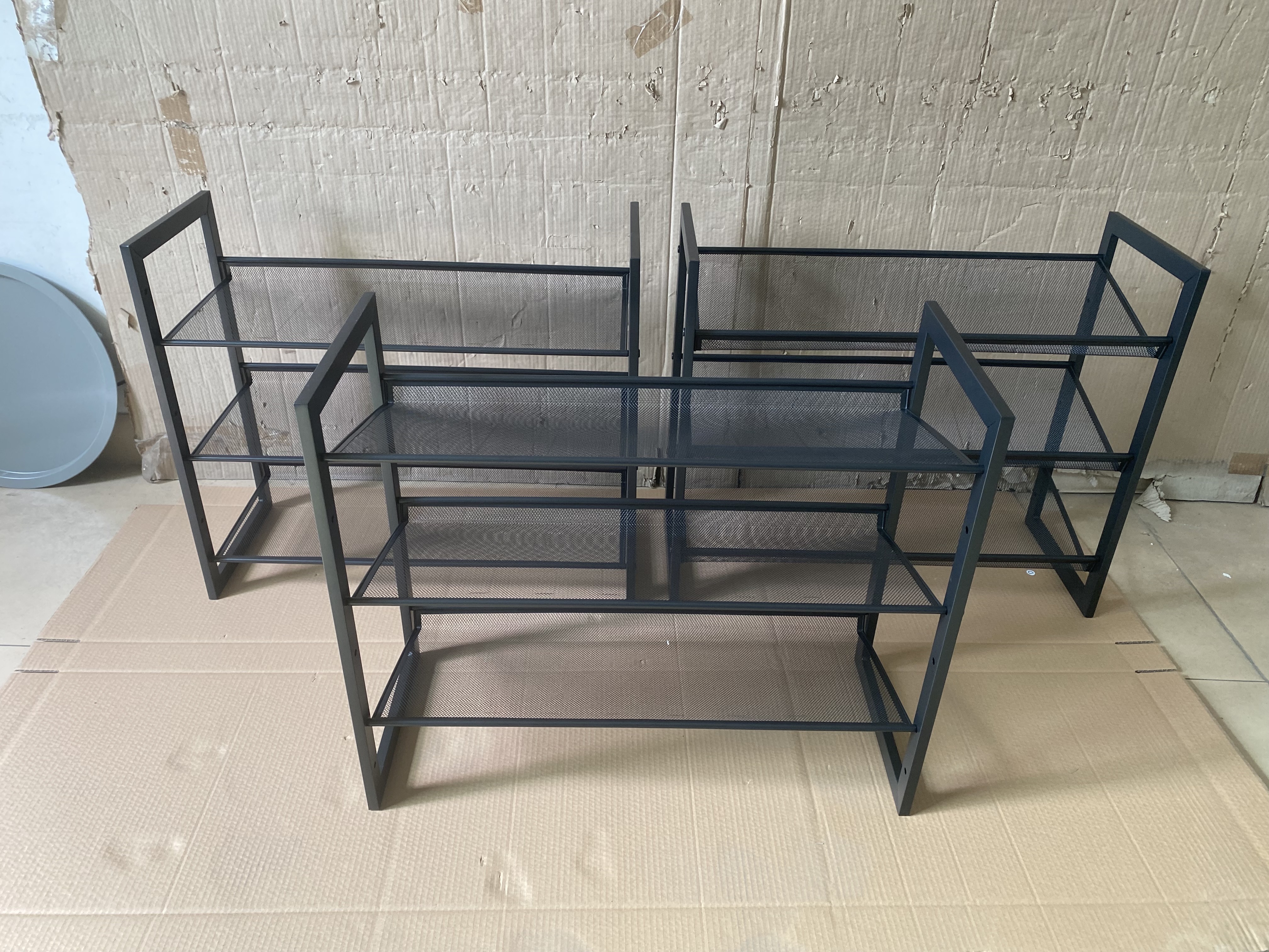 3-Tier Stackable Shoe Organizer 12-16 Pairs of Shoes Storage Customized 3 Tier Shelf Metal Shoe Rack