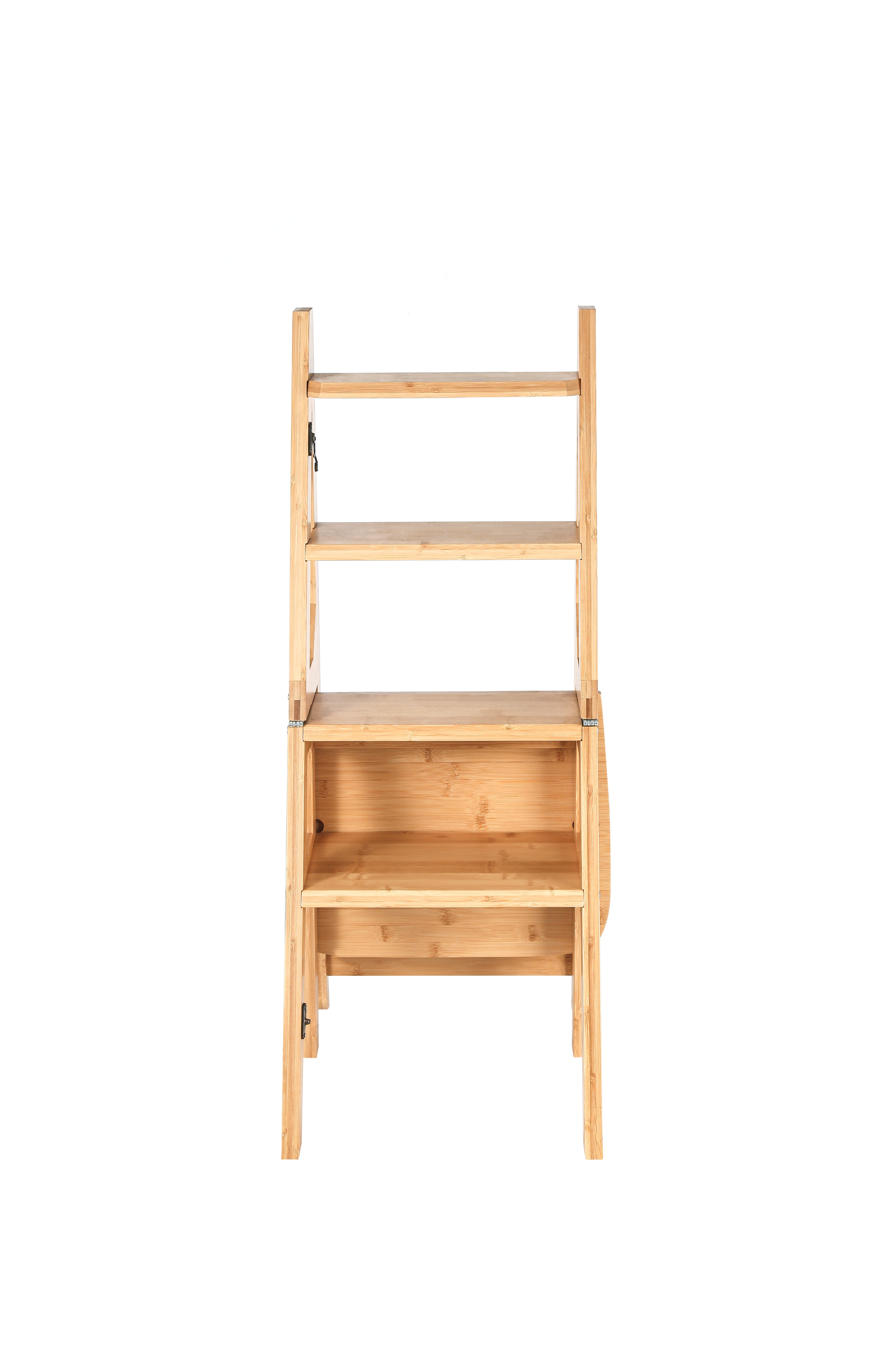 4 Tier Folding Step Convertible Multi-Functional 3-in-1  Chair,  Capacity Display Ladder and Storage Shelf for Library