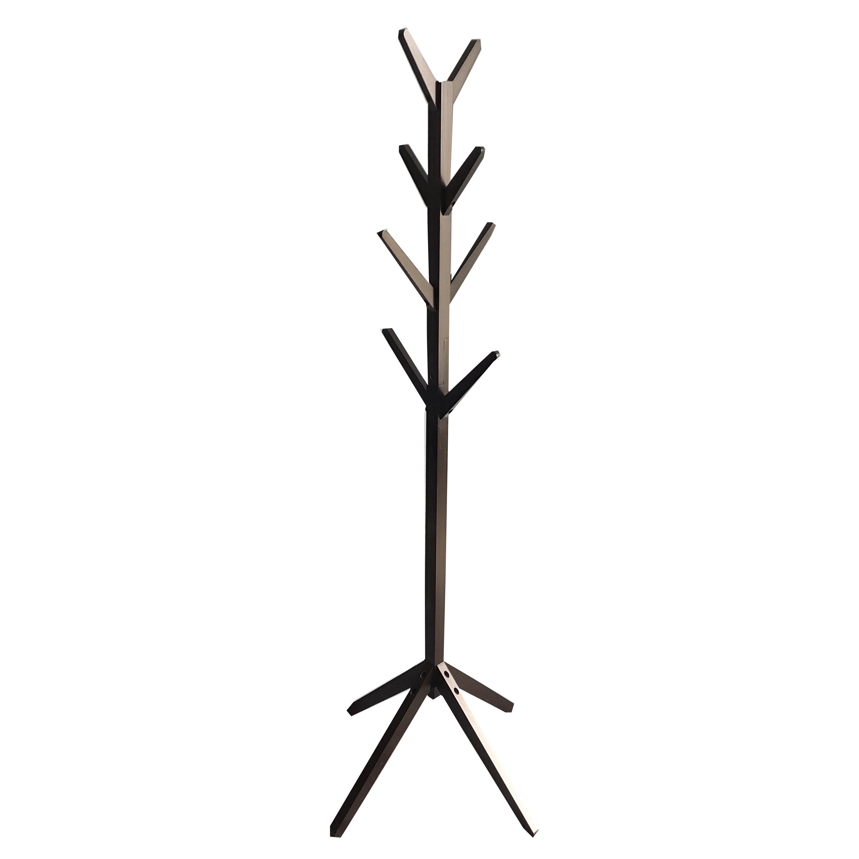 Wooden Tree Coat Rack Easy Assembly Free Standing Solid Coat Hanger Stand for Clothes, Garment, Hats, Umbrellas, Scarves in Hall