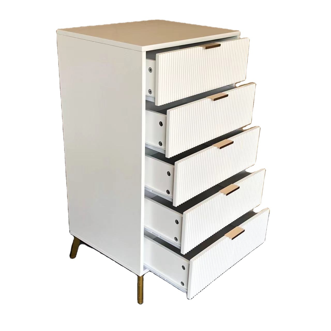 Factory Golden Metal Feet Wood MDF Floor Cabinet With 5 Drawers Multifunction Storage Cabinet chest of drawers Clothes cabinet