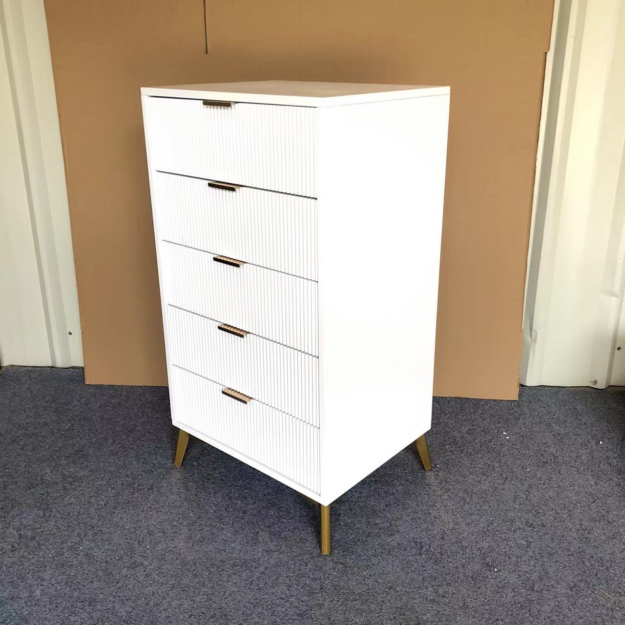 Factory Golden Metal Feet Wood MDF Floor Cabinet With 5 Drawers Multifunction Storage Cabinet chest of drawers Clothes cabinet