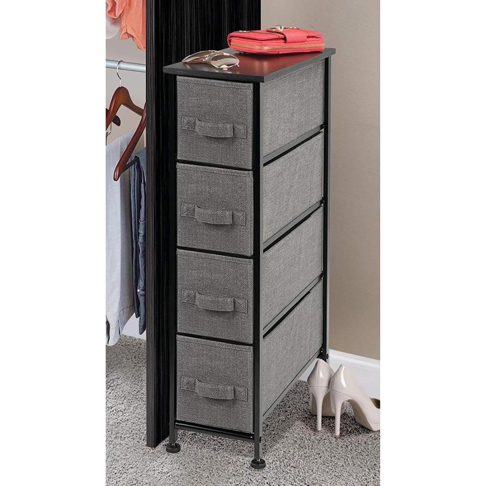 4 Drawers Narrow Standing Clothes Sturdy Frame Organizer Fabric Storage Box Organizer Storage Boxes & Bin