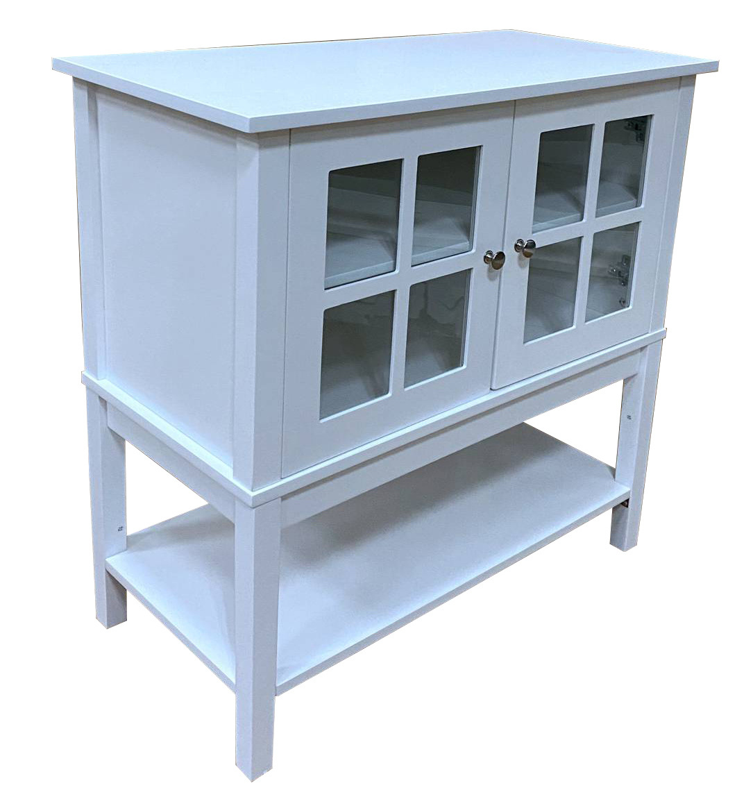 Kitchen Sideboard Buffet Cabinet with Storage, Accent Cupboard with Glass Door, Storage Furniture for Living Room, White