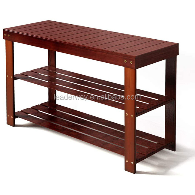 Living Room Furniture Bamboo Bench With Shoe Rack storage organizer  for Home