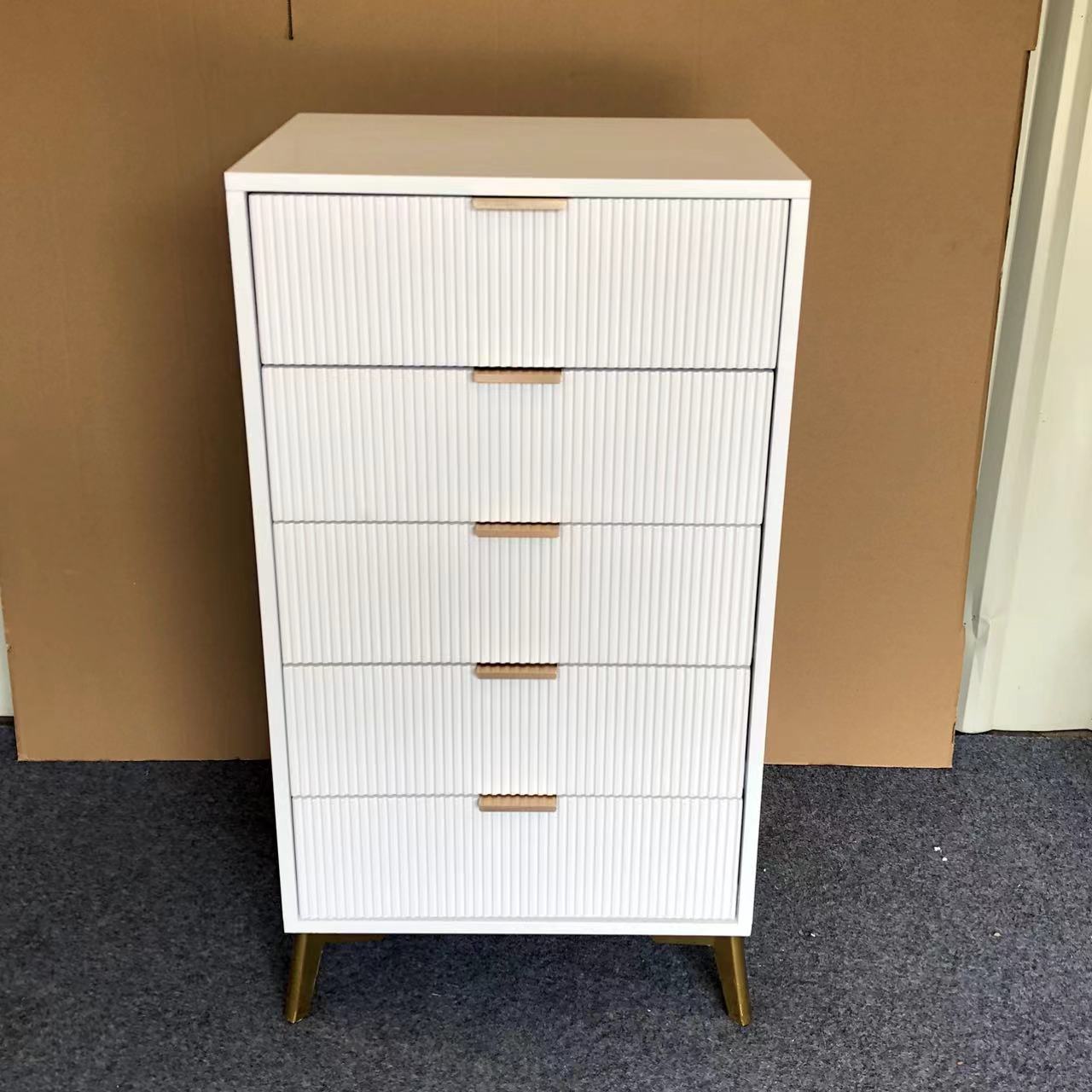 Factory Golden Metal Feet Wood MDF Floor Cabinet With 5 Drawers Multifunction Storage Cabinet chest of drawers Clothes cabinet