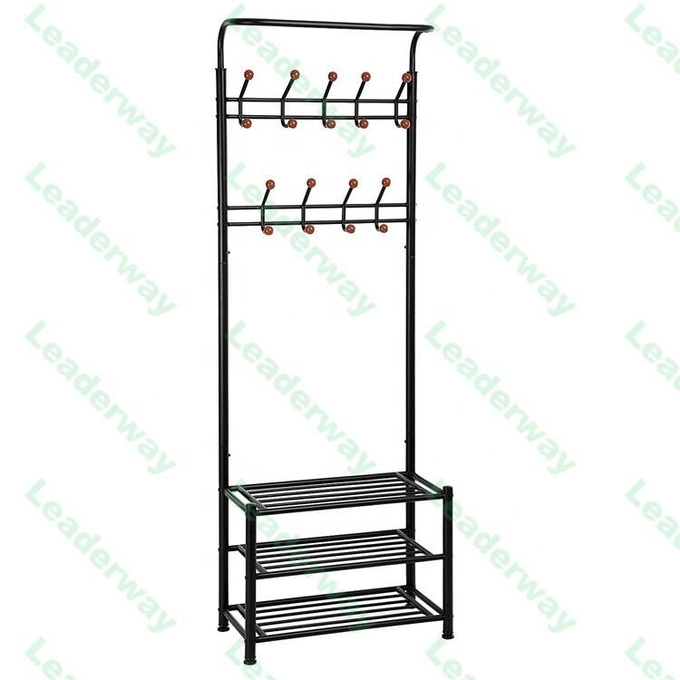 Factory Price Wholesale Metal Hanger Clothes Standing Coat Shelf Hook Rack