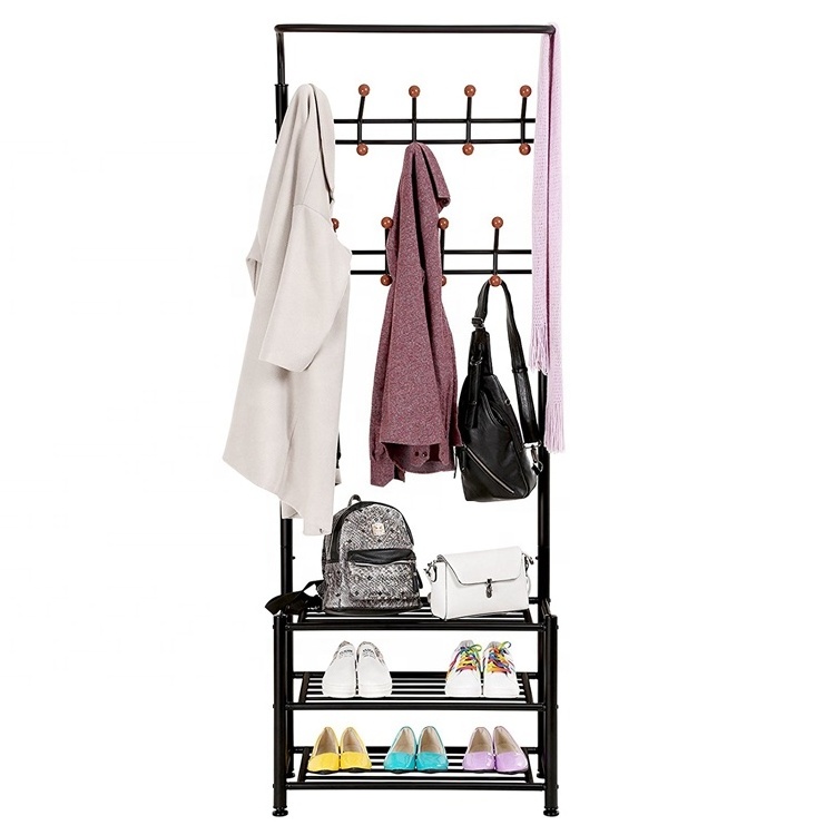 Factory Price Wholesale Metal Hanger Clothes Standing Coat Shelf Hook Rack