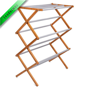 Household Folding Steel Hanger Drying Rack Waterproof Bamboo Assembled Folding Drying Rack