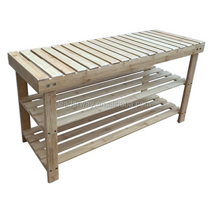 Living Room Furniture Bamboo Bench With Shoe Rack storage organizer  for Home