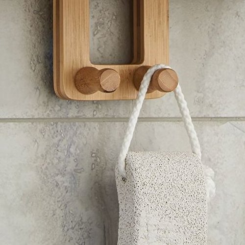 Bamboo Shower Tray Shelf Wooden Rack with 2 Shelves Shower Baskets for Hanging in The Bathroom Rust-Proof Bath Caddy, Natural