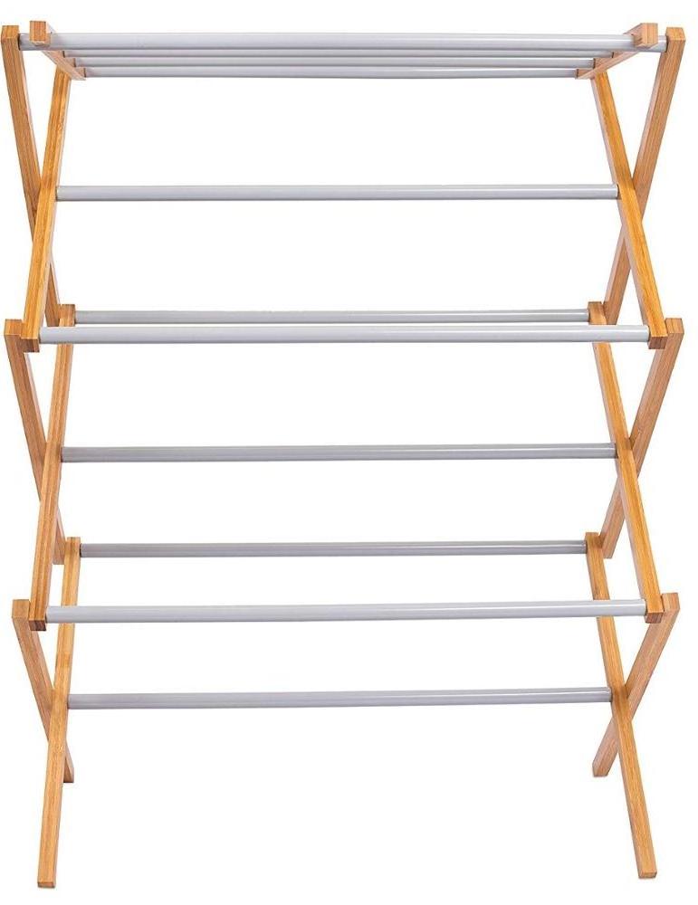 Household Folding Steel Hanger Drying Rack Waterproof Bamboo Assembled Folding Drying Rack