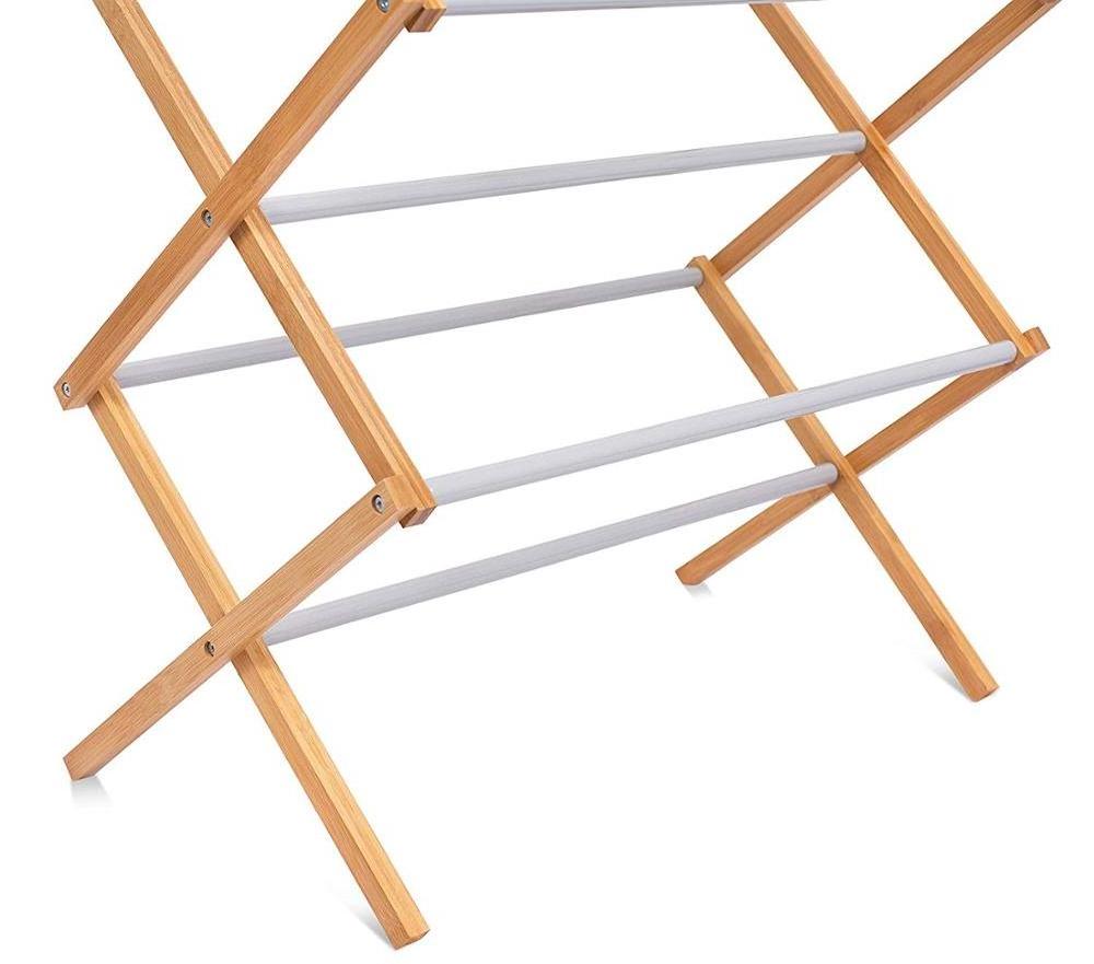 Household Folding Steel Hanger Drying Rack Waterproof Bamboo Assembled Folding Drying Rack