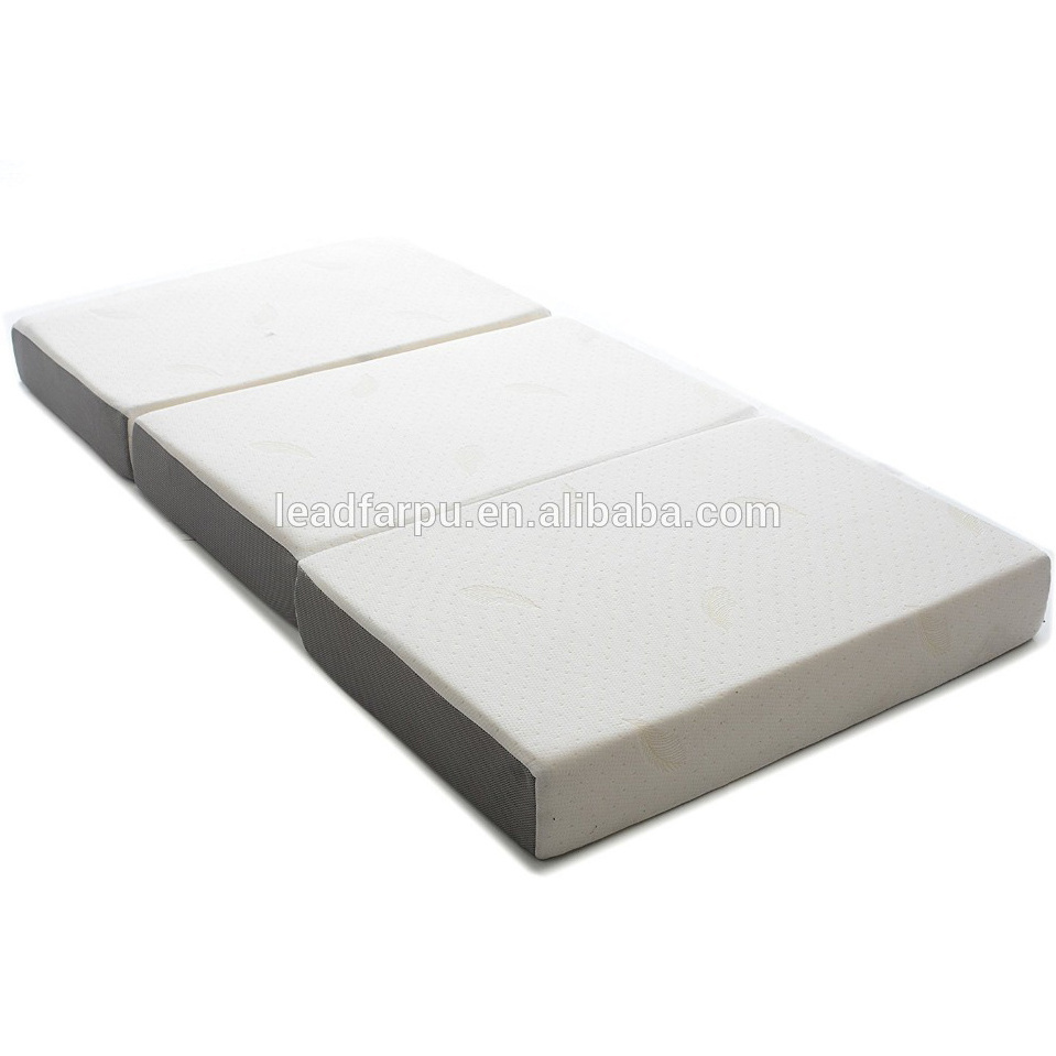 Folding Foldable Foam Bed and Mattress Set Sponge Bed Mattress Furniture Fabric Portable Outdoor Floor Travel Home Bedroom Beige