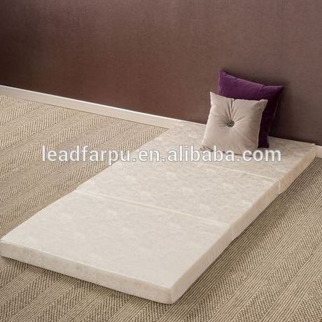 Folding Foldable Foam Bed and Mattress Set Sponge Bed Mattress Furniture Fabric Portable Outdoor Floor Travel Home Bedroom Beige