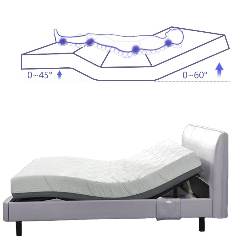 Adjustable Bed Base Frame + Carton Box 12 Inch Luxury Cool Gel Memory Foam Mattress,head & Foot Articulation Mattress Iron