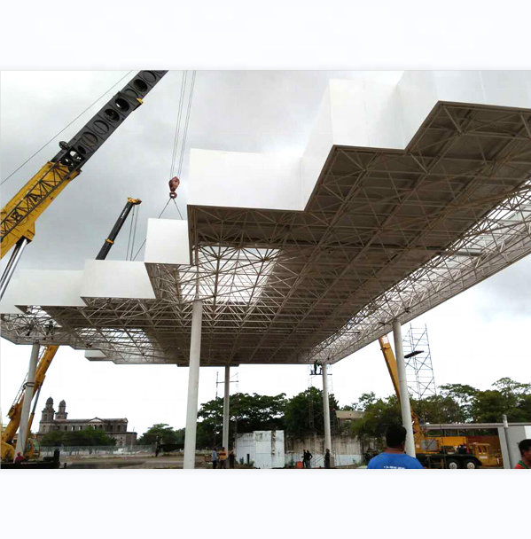 Light Steel Metal Roof Gas Filling Station Canopy Steel Structure High Quality Modern Design