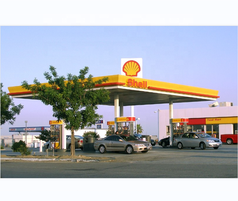 Light Steel Metal Roof Gas Filling Station Canopy Steel Structure High Quality Modern Design