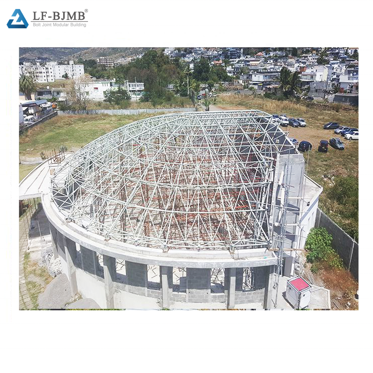 High level dome house roof light steel truss function hall design