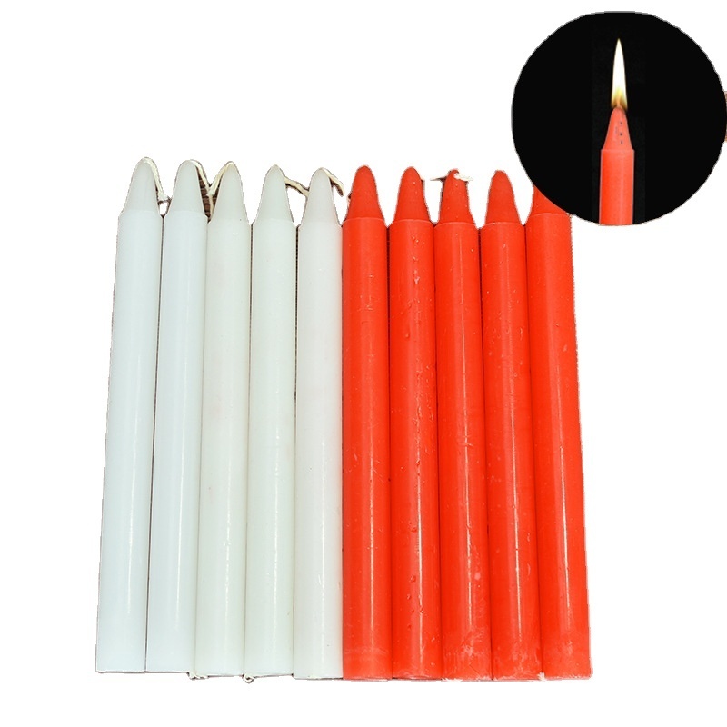 10pcs Red White Candles for Home Lighting Emergency Cylindrical Candle Bar Western Restaurant Atmosphere Decoration Stick Candle