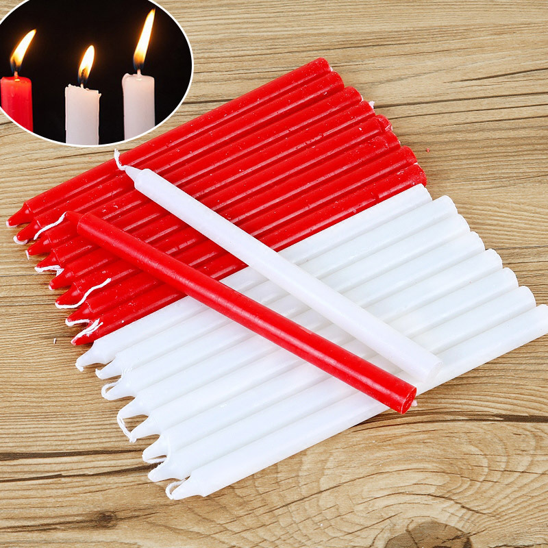 10pcs Red White Candles for Home Lighting Emergency Cylindrical Candle Bar Western Restaurant Atmosphere Decoration Stick Candle