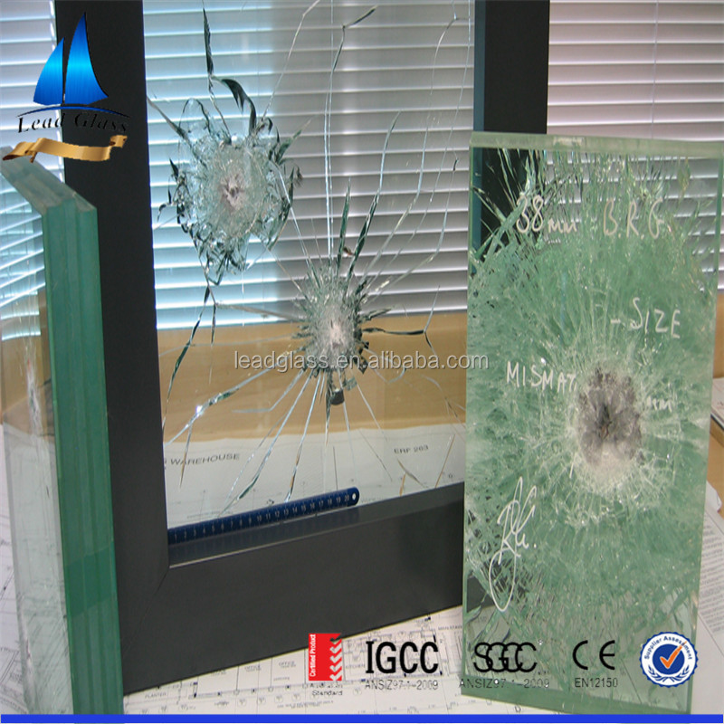 20mm to 60mm Thickness Safety PVB Laminated Bulletproof Glass Panel For Building Window Door Walls