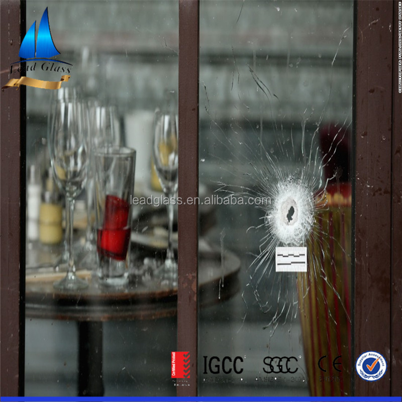 20mm to 60mm Thickness Safety PVB Laminated Bulletproof Glass Panel For Building Window Door Walls