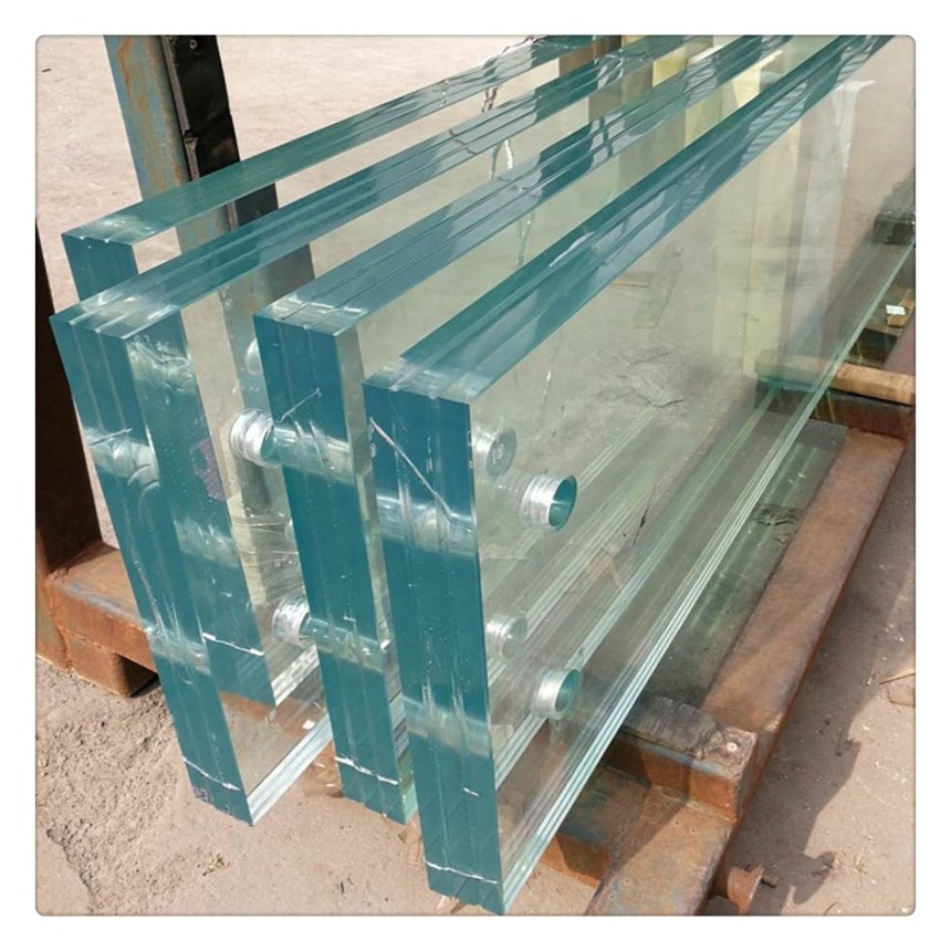 Custom Size Thickness Triple Tempered Laminated Glass Panel For Building Floor Walkway